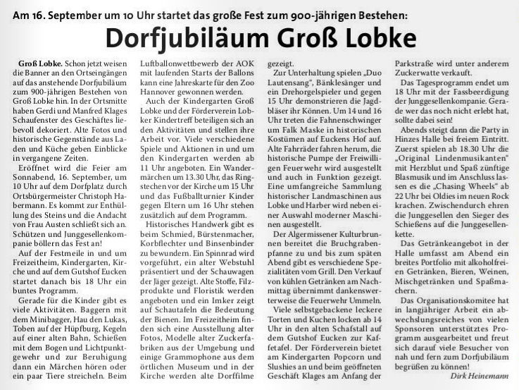 Algermissener Gemeindebote 06.09.2017 Dorfjubiläum