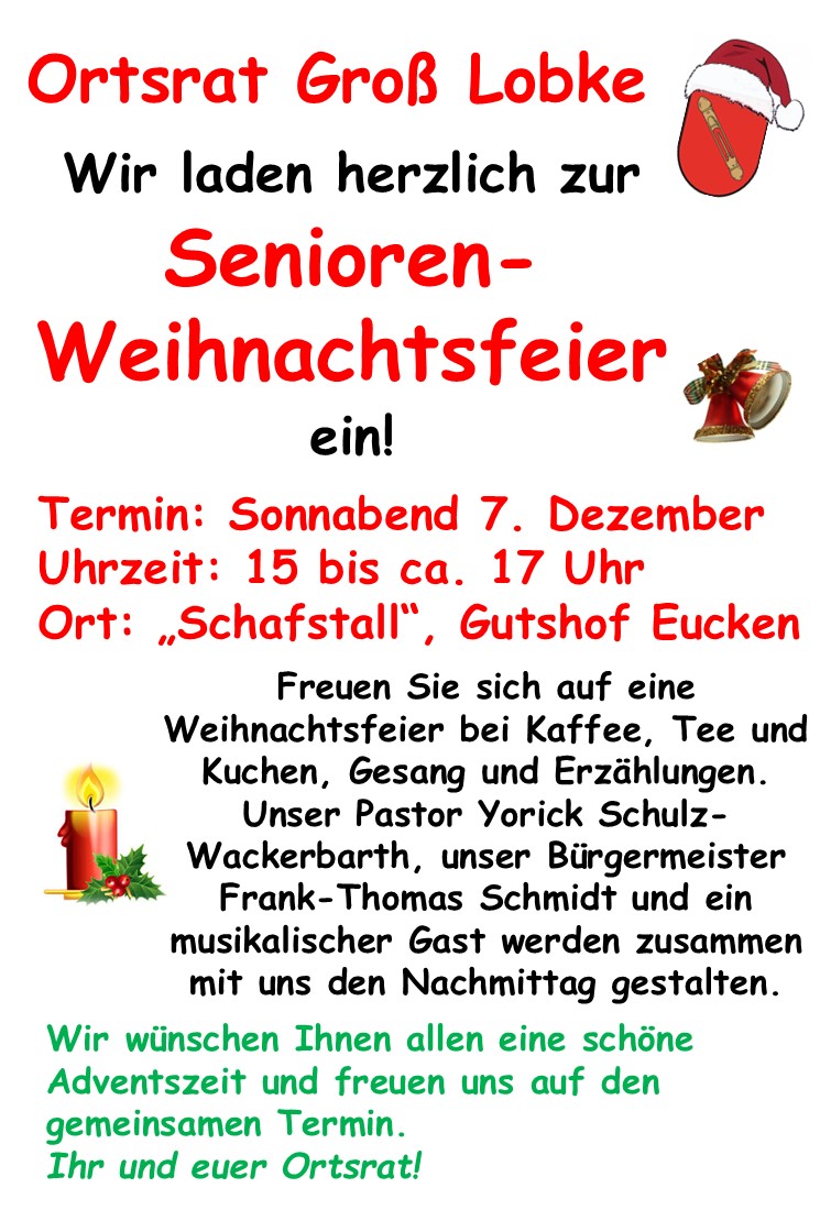 Einladung Seniorenweihnachtsfeier 2024