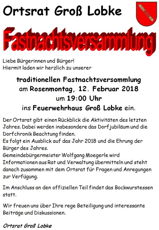 Fastnachtsversammlung 2018