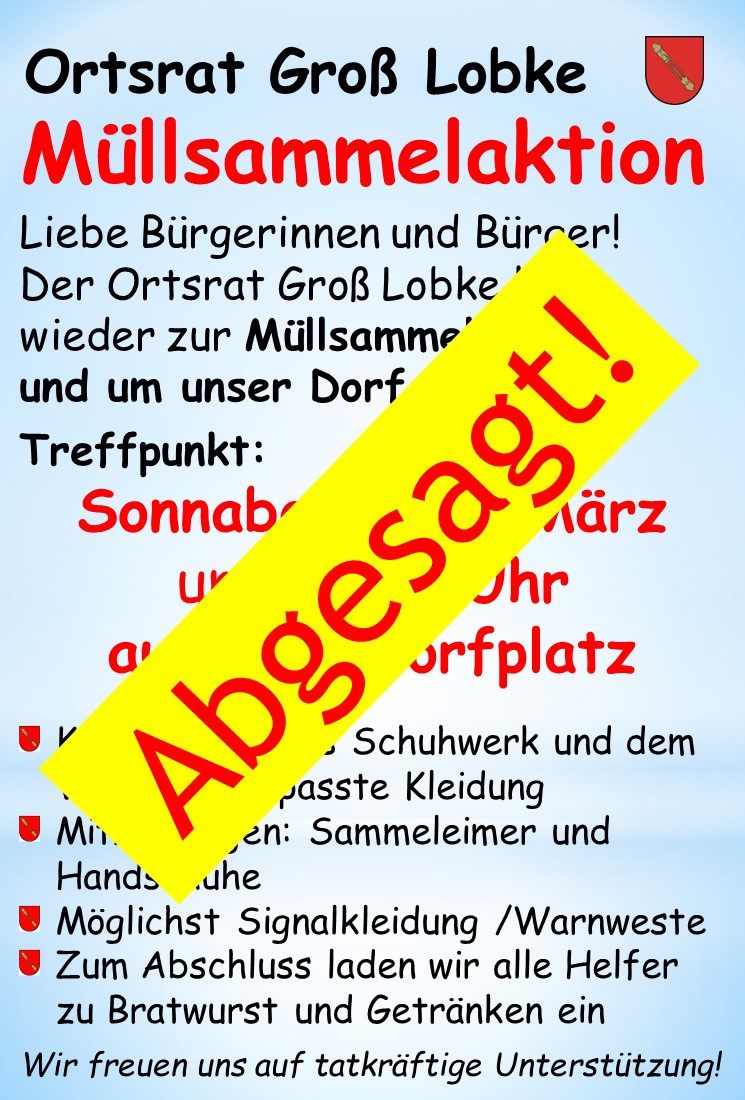 Flyer Müllsammelaktion 2020 abgesagt