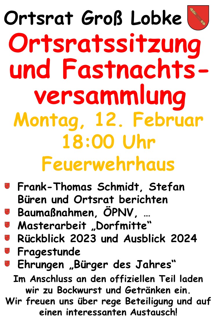Flyer Ortsratssitzung 12.02.2024